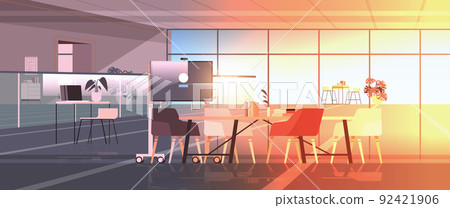 modern business center coworking area office interior empty no people open space cabinet room with furniture 92421906