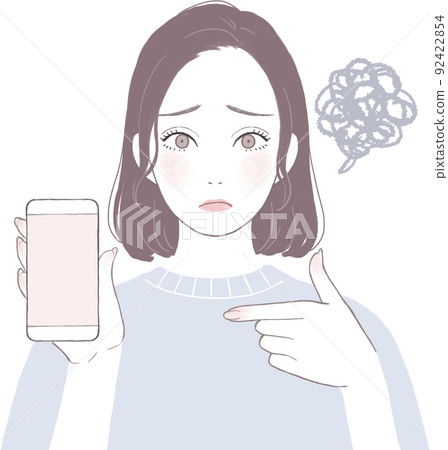 用麻煩的智能手機指點版本的女性 92422854