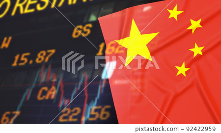 The Chinese flag and business background 3d rendering The Chinese flag and business background 3d rendering 92422959