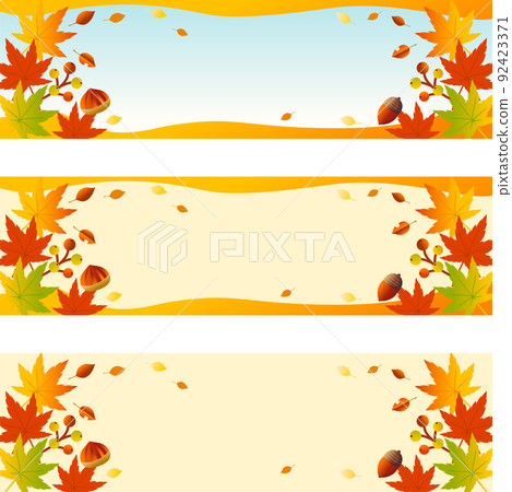 Autumn banner advertising frame autumn leaves maple landscape scenery simple copy space illustration set 92423371