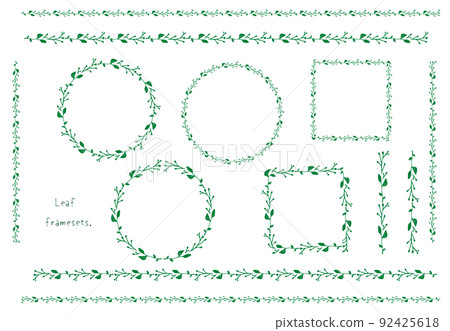 Hand-painted leaf frame, banner 92425618