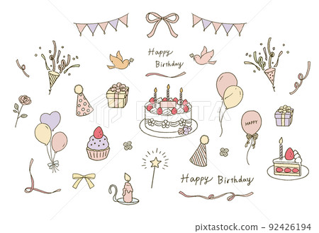 簡單的觸摸派對和生日主題集插圖 92426194