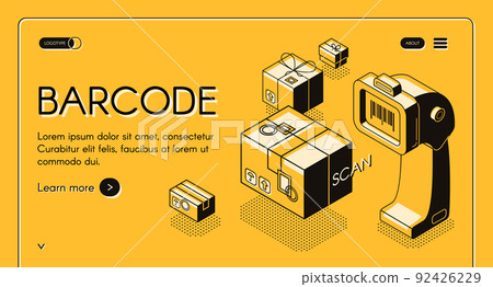 Barcode scanning service website vector template Barcode scanning service website vector template 92426229