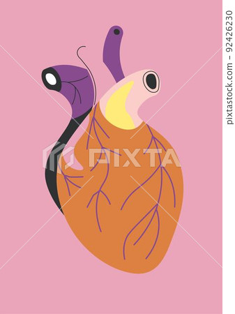 Human heart realistic anatomic part of body vector 92426230