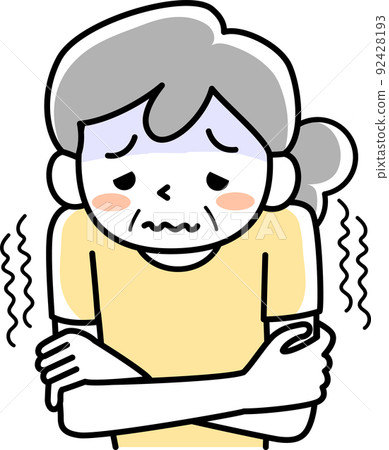 Senior woman suffering from chills Senior woman suffering from chills 92428193