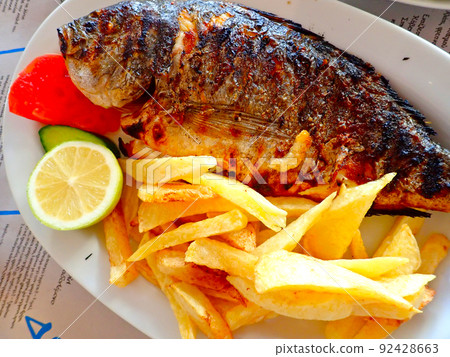 Greece, Crete gourmet, Heraklion, grilled fish Greece, Crete gourmet, Heraklion, grilled fish 92428663