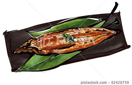 “鰻魚烤”的手寫插圖(毛筆繪畫風格) “鰻魚烤”的手寫插圖(毛筆繪畫風格) 92428739