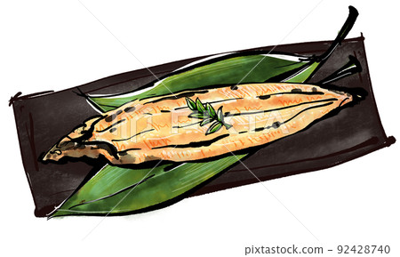 “鰻魚kabayaki(白烤)”的手寫插圖(刷洗繪畫風格) “鰻魚kabayaki(白烤)”的手寫插圖(刷洗繪畫風格) 92428740