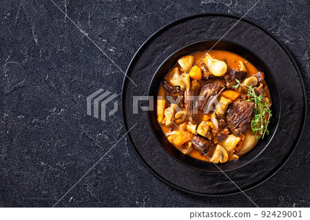 Beef Bourguignon, Beef Burgundy in a black bowl 92429001