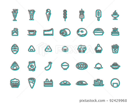 顏色陰影食物圖標集(淺藍色) 顏色陰影食物圖標集(淺藍色) 92429968