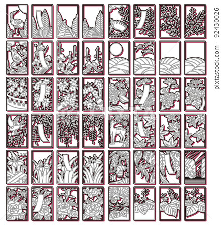 雕塑風格簡單的 Hanafuda 圖標集 92430026
