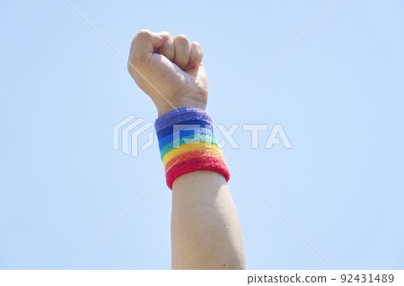 A sexual minority man who pushes his fist up without a face A sexual minority man who pushes his fist up without a face 92431489
