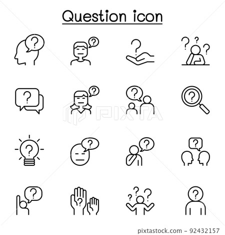 Question icon set in thin line style 92432157