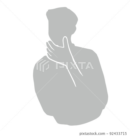 一個男人的剪影插圖，他對發生的事情感到驚訝 灰色 92433715