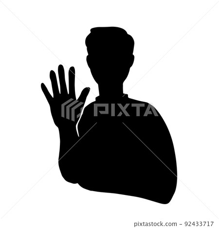 一個伸出手停下來的人的剪影插圖 一個伸出手停下來的人的剪影插圖 92433717