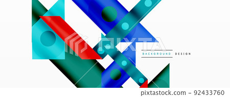 Bright colorful straight lines geometric abstract background. Trendy overlapping lines composition for wallpaper, banner, background or landing Bright colorful straight lines geometric abstract background. Trendy overlapping lines composition for wallpaper, banner, background or landing 92433760