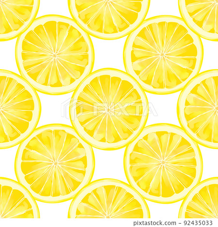 Seamless pattern with lemon slices iIlustration on Seamless pattern with lemon slices iIlustration on 92435033