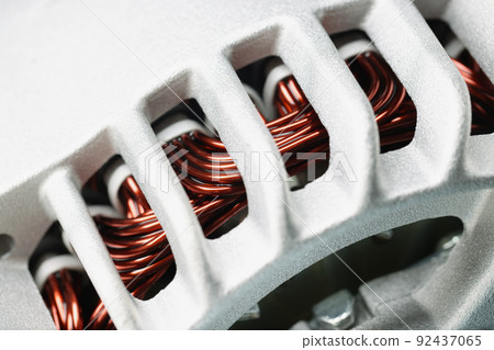 Electric motor stator, winding coil, electric induction motor under repairing, armature detail 92437065