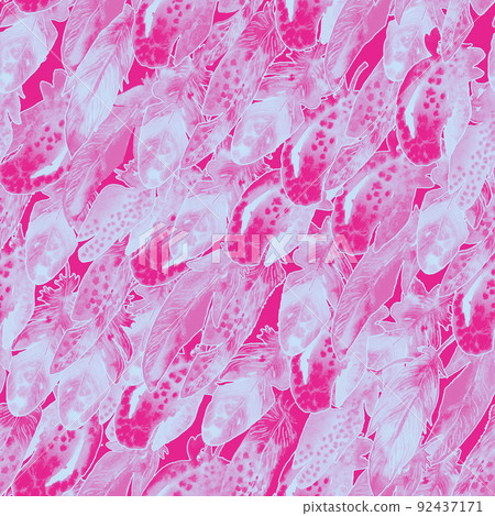Watercolor birds feathers pattern. Seamless texture with hand drawn feathers monochrome Watercolor birds feathers pattern. Seamless texture with hand drawn feathers monochrome 92437171