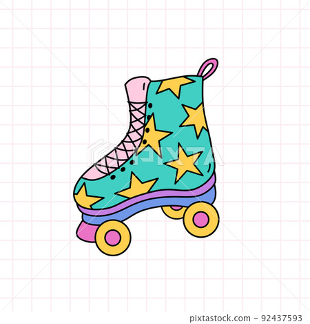 Retro quad roller skate with stars Retro quad roller skate with stars 92437593