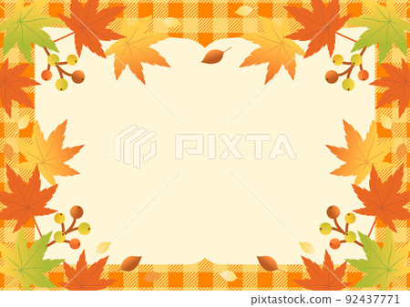 秋框秋葉楓書格子簡單複制空間背景插畫素材 92437771