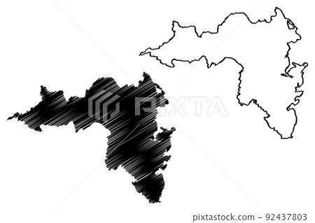 Achill island (Republic of Ireland) map vector illustration, scribble sketch Acaill, Oilean Acla map 92437803