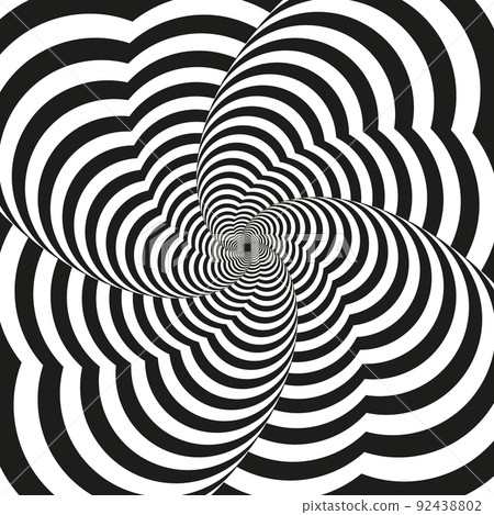 Black lines optical illusion, design element. Twisted black lines on a white background. Black lines optical illusion, design element. Twisted black lines on a white background. 92438802