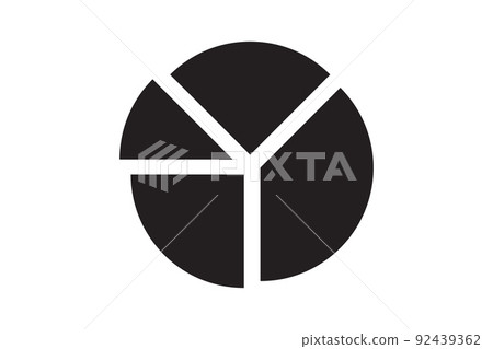 Round graphic fraction circle shape vector element. Geometric diagram division section icon. 92439362