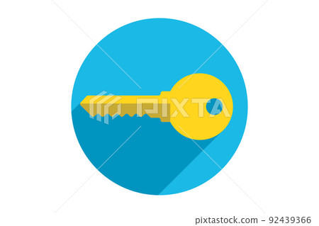 Key icon for lock and open door in house. Safety and security protection symbol. 92439366