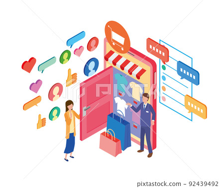 D2C 交易和 SNS 銷售策略的形象 D2C 交易和 SNS 銷售策略的形象 92439492