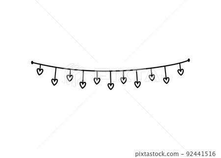 Cute bunting with hearts isolated on white Cute bunting with hearts isolated on white 92441516