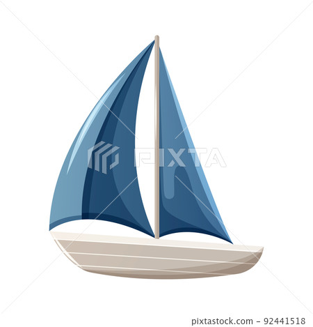 Cute ship with sails, water transport, vector illustration, cartoon nautical style Cute ship with sails, water transport, vector illustration, cartoon nautical style 92441518