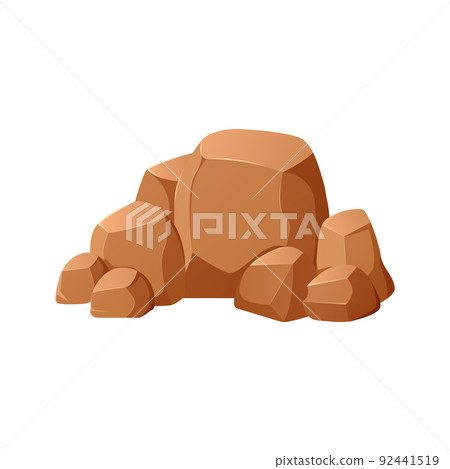 Stones, vector illustration, cartoon style. Rocks in isometric 3d flat style. Different boulders. 92441519