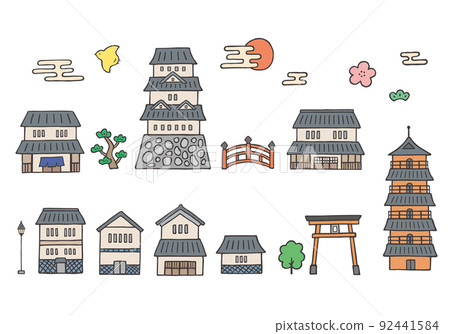 日式建築手繪插圖集(彩色) 日式建築手繪插圖集(彩色) 92441584