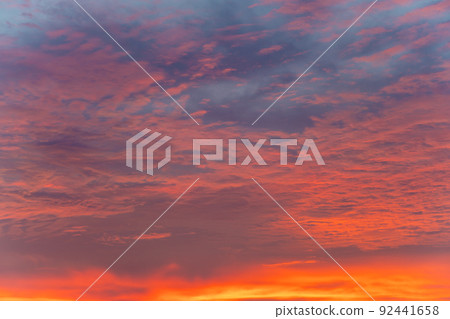 Colorful dramatic sky with cloud above sea bay 92441658