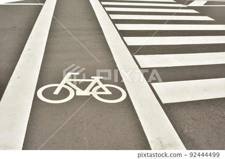 Bicycle crossing in the pedestrian crossing Bicycle crossing in the pedestrian crossing 92444499