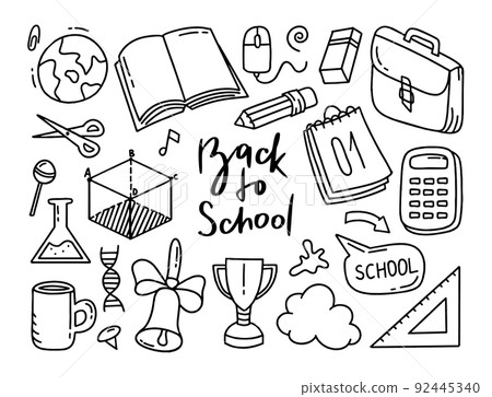 Back to school doodle set of elements. Vector... - Stock Illustration ...