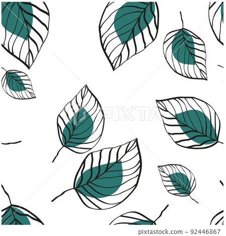 Green leaves in abstract style on green background. Seamless pattern. Decorative textile seamless Green leaves in abstract style on green background. Seamless pattern. Decorative textile seamless 92446867