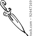 Nice closed umbrella hand-drawn style illustration line drawing material 92447169