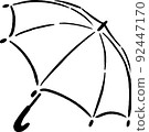 Open umbrella hand-drawn style illustration line drawing material 92447170
