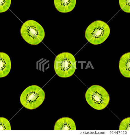 Seamless pattern with iIllustration a kiwi slices Seamless pattern with iIllustration a kiwi slices 92447420