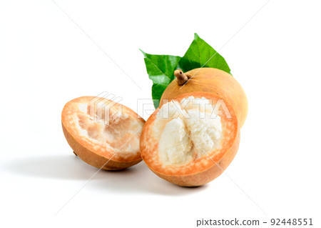 Half Santol isolated pn white background, Santol has sour taste. 92448551