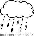 Simple rain cloud hand-drawn style illustration line drawing material 92449047