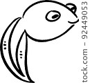 Simple cute tadpole hand-drawn style illustration line drawing material 92449053