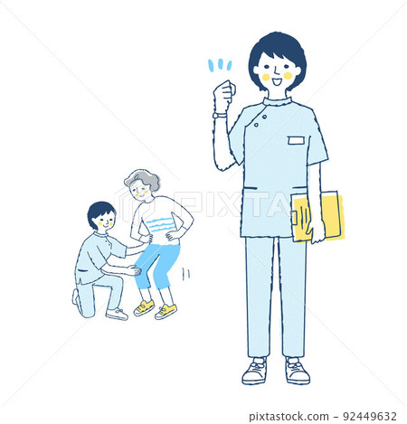 Patients rehabilitating with a physiotherapist 92449632