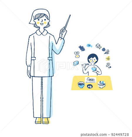 A person who eats a balanced diet with a nutritionist 92449728