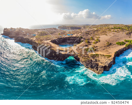 Landscape over Broken Beach in Nusa Penida, Indonesia Angel's BillaBong Beach. Popular tourist destination Bali 92450474