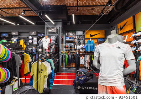 Sportswear retail store interior. Kaunas, Lithuania, 22 June 2022 92451501