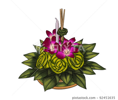 Flower decoration in Loy Krathong festivel isolated on white Flower decoration in Loy Krathong festivel isolated on white 92451635
