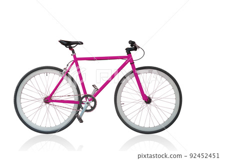 side view pink and black bicycle on white background, object, fashion, sport, relex, decor, copy space side view pink and black bicycle on white background, object, fashion, sport, relex, decor, copy space 92452451